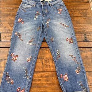 Cato Denim Jeans with Floral Embroidery